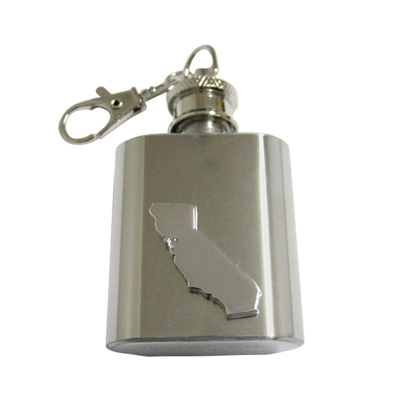 California State Map Shape Keychain Flask - Picture 1 of 1